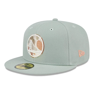 Casquette ajustée 59FIFTY verte Golden State Warriors Springtime Camo New Era pour homme