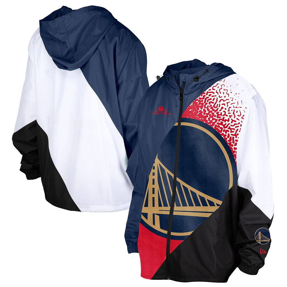 Veste coupe-vent entièrement zippée Golden State Warriors 2024/25 City Edition New Era bleu marine pour homme