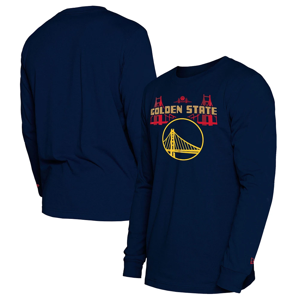 Men's New Era  Navy Golden State Warriors 2024/25 City Edition Long Sleeve T-Shirt