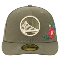 Casquette ajustée 59FIFTY Golden State Warriors pour homme New Era Olive à fleurs ton sur