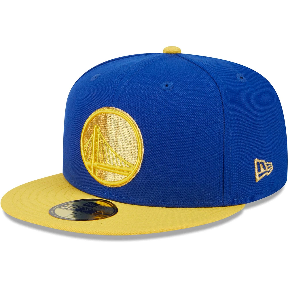 Men's New Era Royal/Gold Golden State Warriors Gameday Gold Pop Stars 59FIFTY Fitted Hat