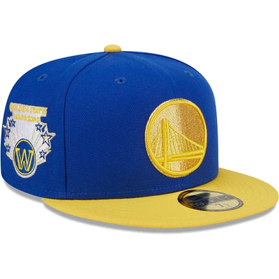 Casquette ajustée 59FIFTY New Era Royal/Gold Golden State Warriors Gameday Gold Pop Stars pour hommes