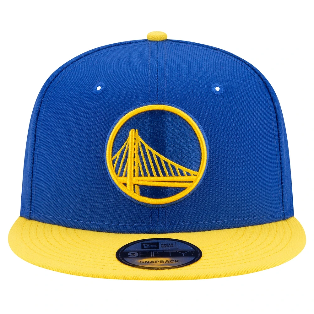 Casquette Snapback 9FIFTY couleur officielle de l'équipe Golden State Warriors New Era Royal/Or pour homme