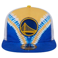 Casquette de golf à visière rabattable New Era Royal/Gold Golden State Warriors pour homme