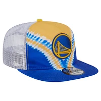 Casquette de golf à visière rabattable New Era Royal/Gold Golden State Warriors pour homme