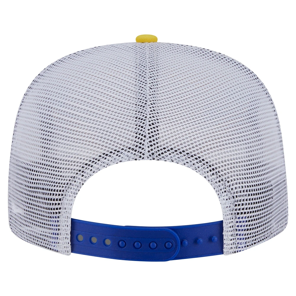 Casquette de golf à visière rabattable New Era Royal/Gold Golden State Warriors pour homme