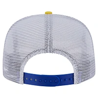 Casquette de golf à visière rabattable New Era Royal/Gold Golden State Warriors pour homme