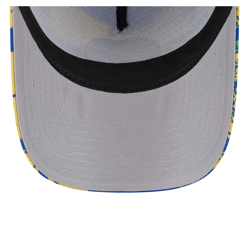 Men's New Era Royal/Gold Golden State Warriors Tip Off A-Frame Trucker 9FORTY Adjustable Hat