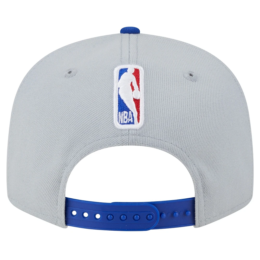 Casquette Snapback 9FIFTY Tip-Off 9FIFTY des Golden State Warriors New Era pour hommes, bleu royal/gris