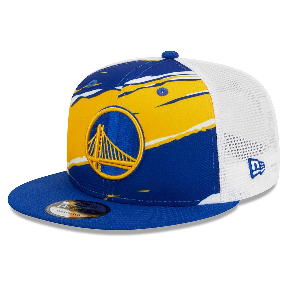 Casquette réglable 9FIFTY Golden State Warriors Tear Trucker 9FIFTY New Era pour homme, bleu roi/blanc