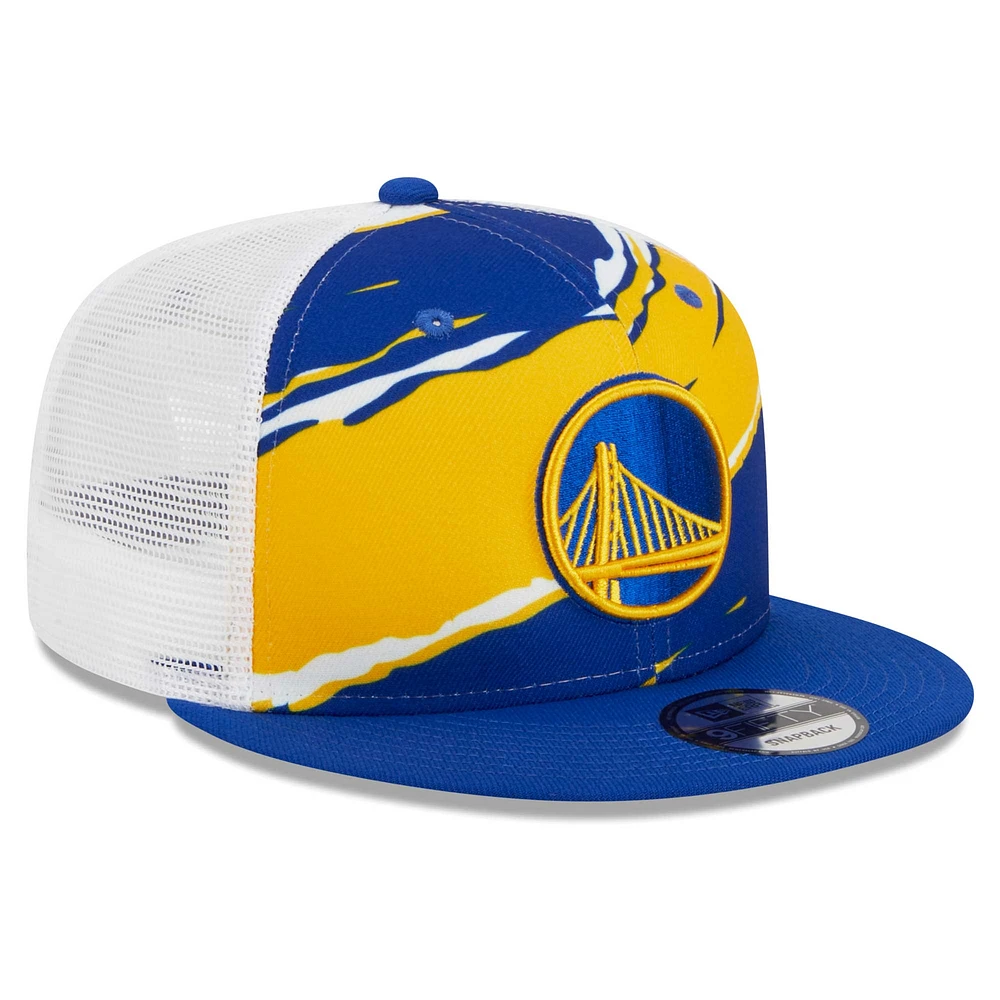 Men's New Era Royal/White Golden State Warriors Tear Trucker 9FIFTY Adjustable Hat