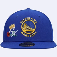 Casquette 59FIFTY Royal Golden State Warriors 6x NBA Finals Champions Crown New Era pour homme - ajustée