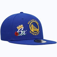 Casquette 59FIFTY Royal Golden State Warriors 6x NBA Finals Champions Crown New Era pour homme - ajustée