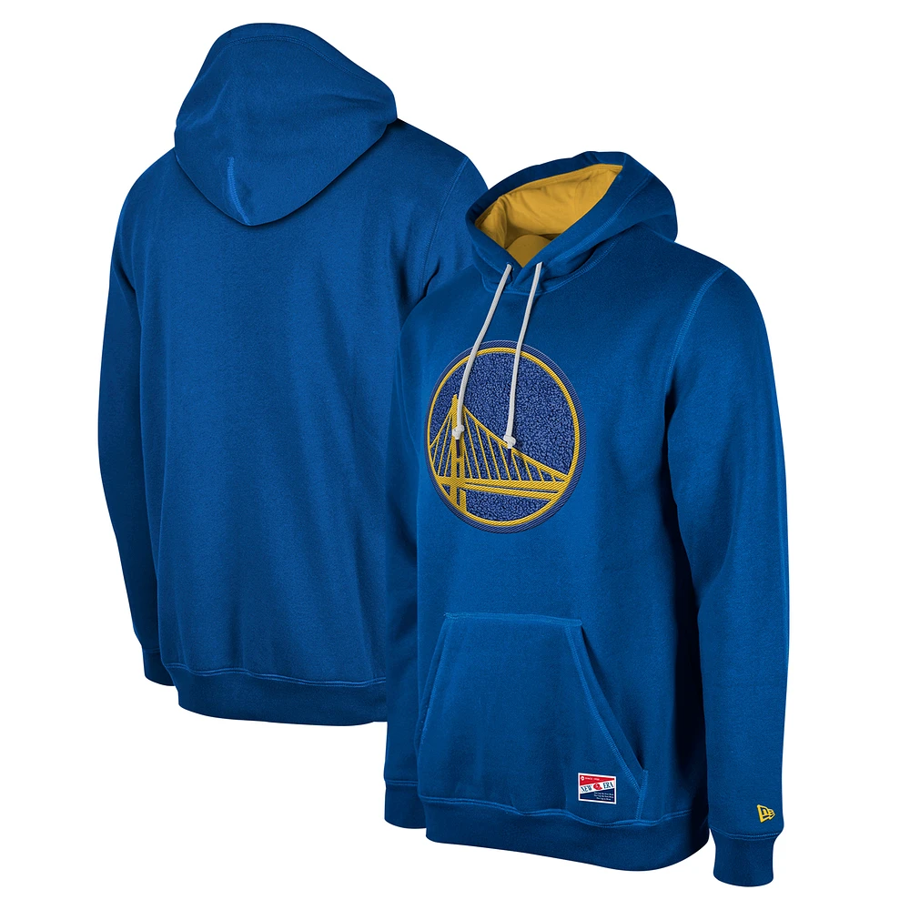 Men's New Era  Royal Golden State Warriors Corduroy Applique Pullover Hoodie