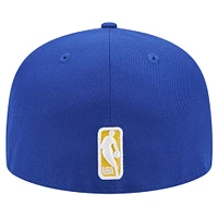 Casquette ajustée 59FIFTY avec applique en cuir New Era Royal Golden State Warriors Court Sport pour hommes