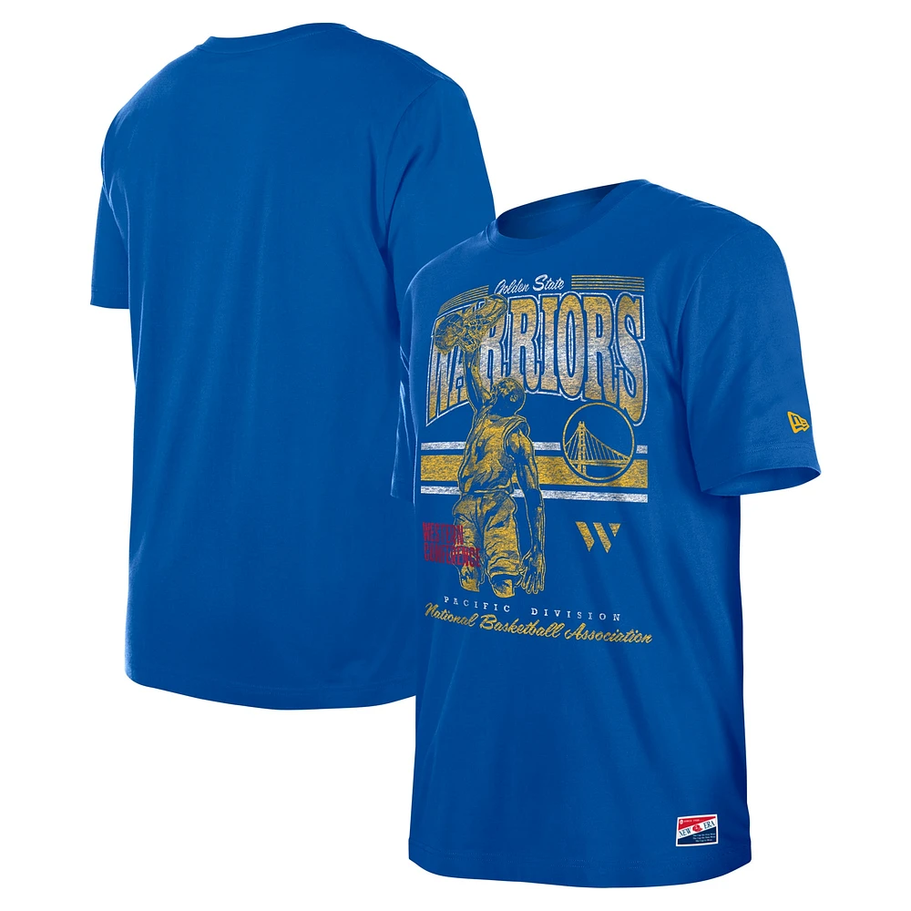 Men's New Era Royal Golden State Warriors Enzyme Wash Oversized T-Shirt