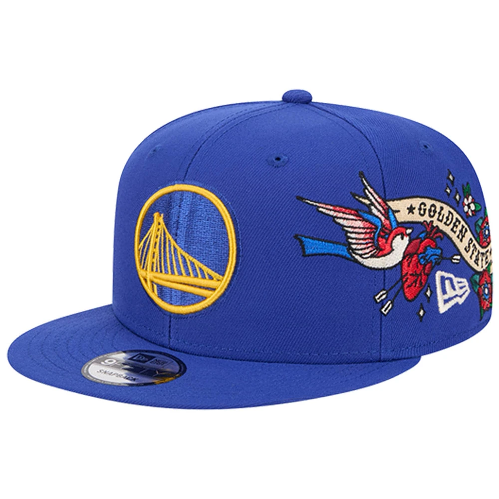 Men's New Era Royal Golden State Warriors Injection City Art 9FIFTY Snapback Hat