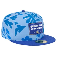 Men's New Era Royal Golden State Warriors Palm Fronds 2-Tone 59FIFTY Fitted Hat