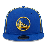 Casquette ajustée 59Fifty passepoilée et floquée New Era Royal Golden State Warriors pour homme