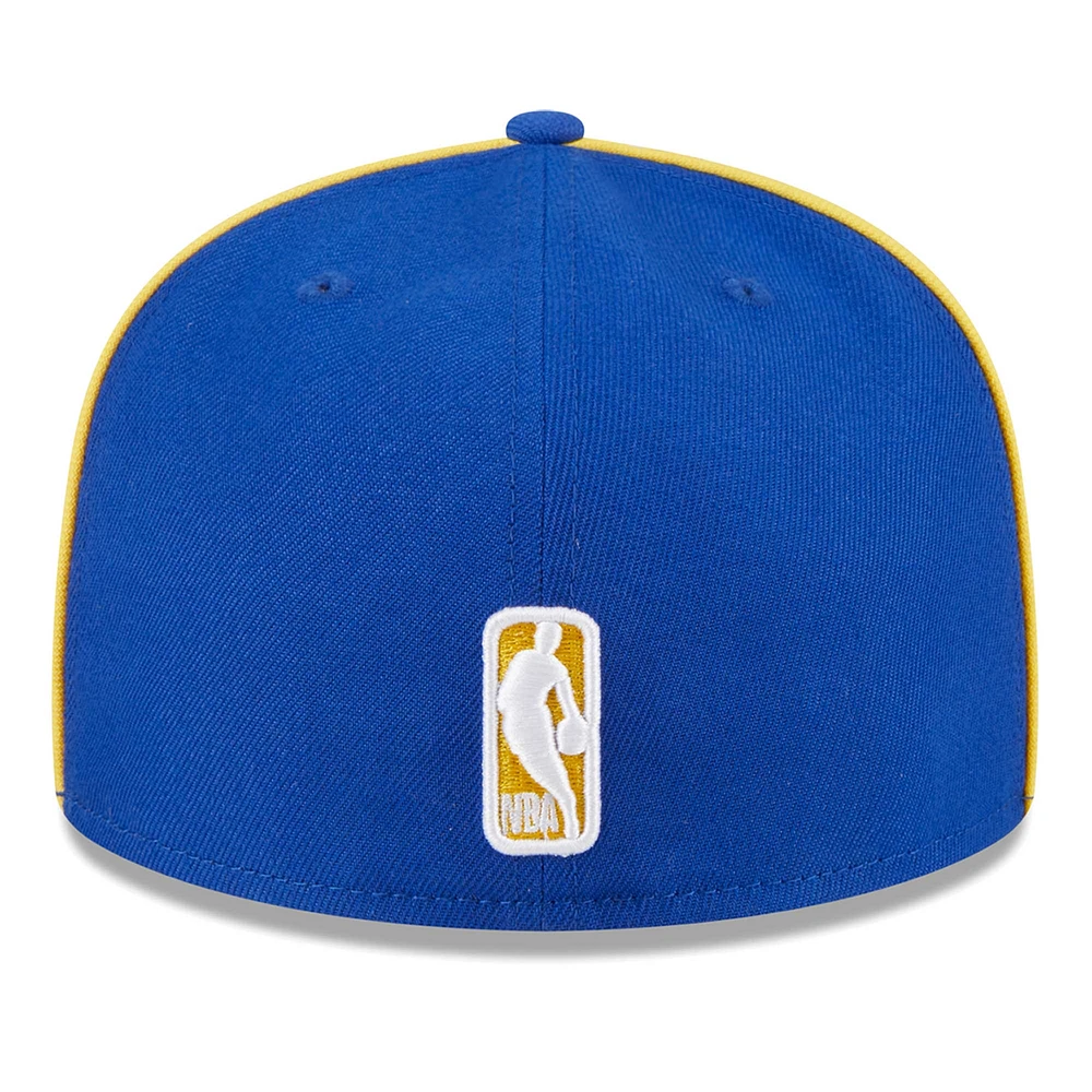 Casquette ajustée 59Fifty passepoilée et floquée New Era Royal Golden State Warriors pour homme