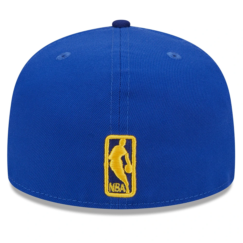 Casquette ajustée à damier 59FIFTY Crown New Era Royal Golden State Warriors Rally Drive pour homme