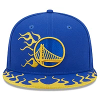 Men's New Era Royal Golden State Warriors  Rally Drive Flames 9FIFTY Snapback Hat