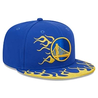 Casquette Snapback 9FIFTY Royal Golden State Warriors Rally Drive Flames New Era pour homme