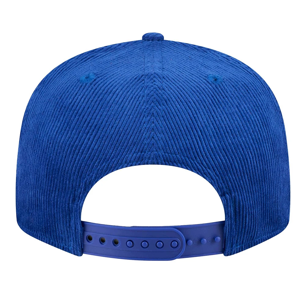 Casquette Snapback 9FIFTY en velours côtelé pour homme New Era Royal Golden State Warriors