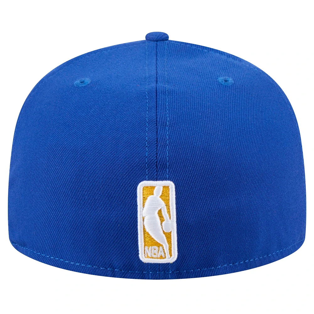 Men's New Era Royal Golden State Warriors Throwback Pennant 59FIFTY Fitted Hat