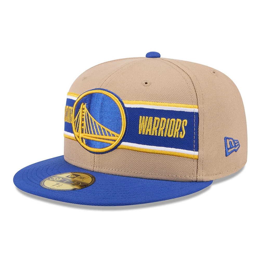 Men's New Era Tan/Royal Golden State Warriors 2024 NBA Draft 59FIFTY Fitted Hat