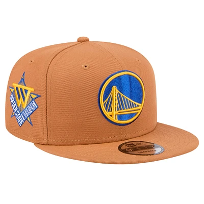 Casquette Snapback 9FIFTY pour homme Golden State Warriors de New Era, couleur tan