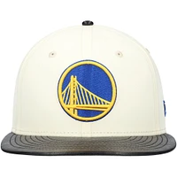 Men's New Era White/Black Golden State Warriors Faux Leather Visor Two-Tone 59FIFTY Fitted Hat