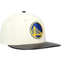 Men's New Era White/Black Golden State Warriors Faux Leather Visor Two-Tone 59FIFTY Fitted Hat