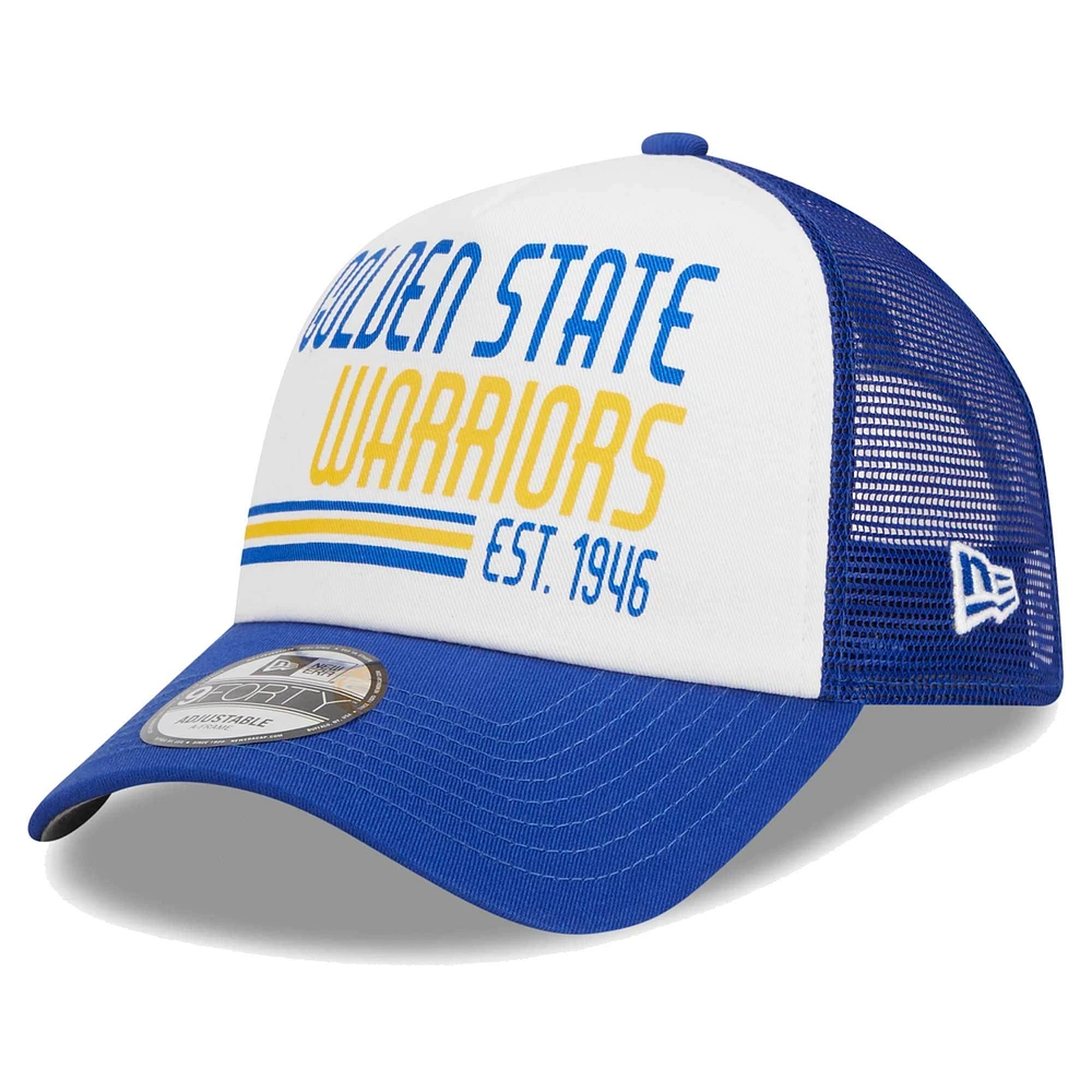 Men's New Era White Golden State Warriors Lift Pass Foam Front Trucker 9FORTY Adjustable Hat