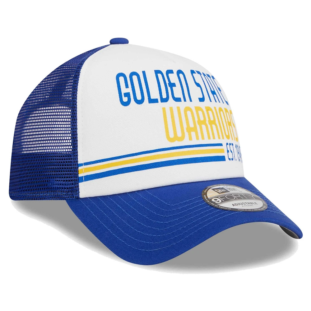 Casquette ajustable 9FORTY Trucker en mousse sur le devant Golden State Warriors Lift Pass New Era pour hommes, blanche