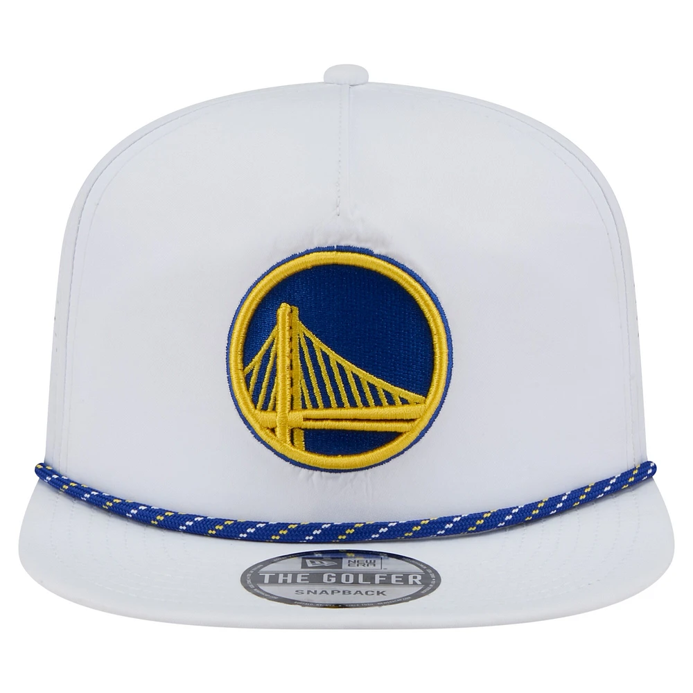 Casquette de golf ajustable New Era blanche Golden State Warriors Performance Rope pour homme
