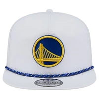 Casquette de golf ajustable New Era blanche Golden State Warriors Performance Rope pour homme