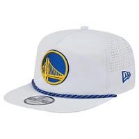 Casquette de golf ajustable New Era blanche Golden State Warriors Performance Rope pour homme