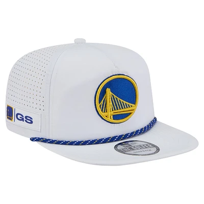 Casquette de golf ajustable New Era blanche Golden State Warriors Performance Rope pour homme