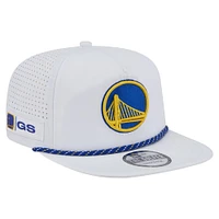 Casquette de golf ajustable New Era blanche Golden State Warriors Performance Rope pour homme