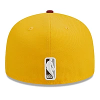 Men's New Era Yellow/Red Golden State Warriors Fall Leaves 2-Tone 59FIFTY Fitted Hat