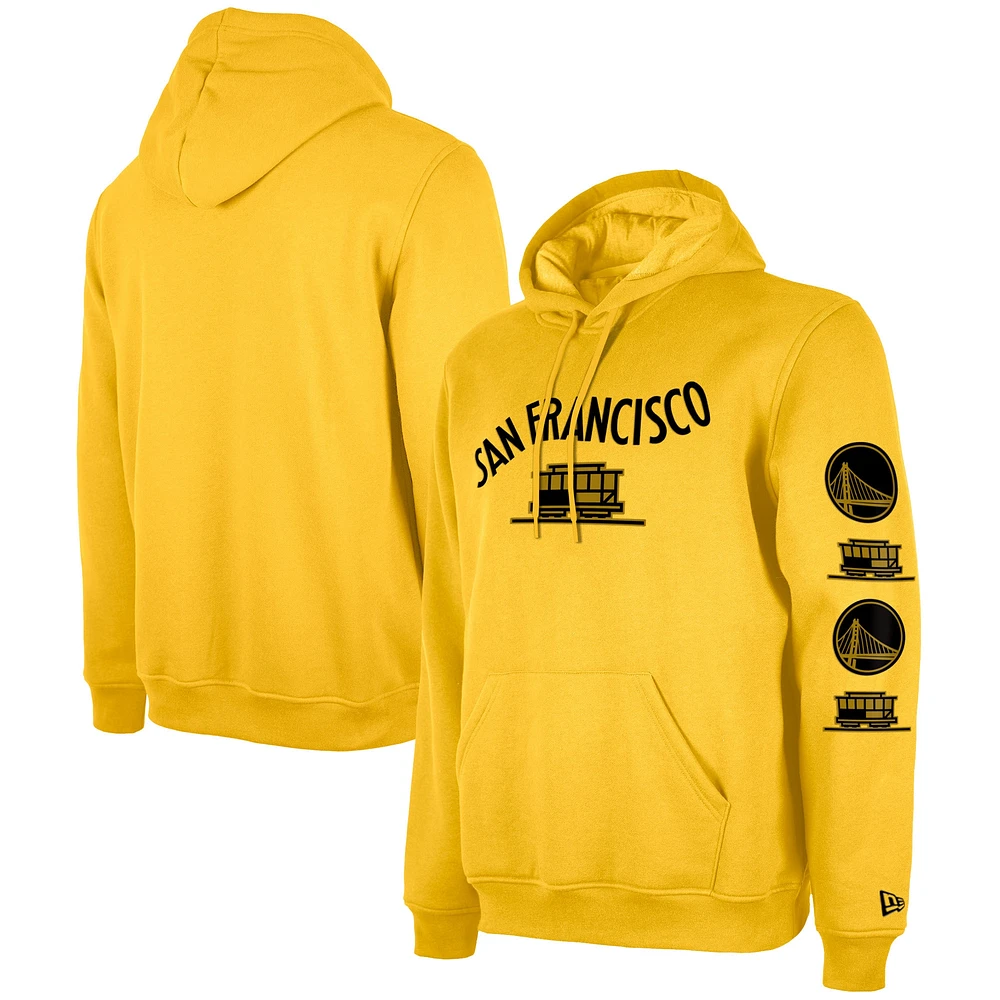 Men's New Era Yellow Golden State Warriors Big & Tall 2023/24 City Edition Jersey Pullover Hoodie