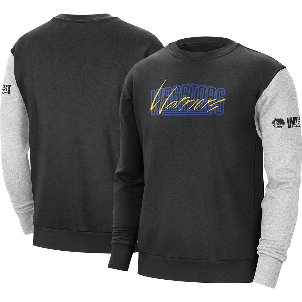 Sweat à capuche Golden State Warriors Courtside Versus Force & Flight Nike noir/gris chiné pour homme