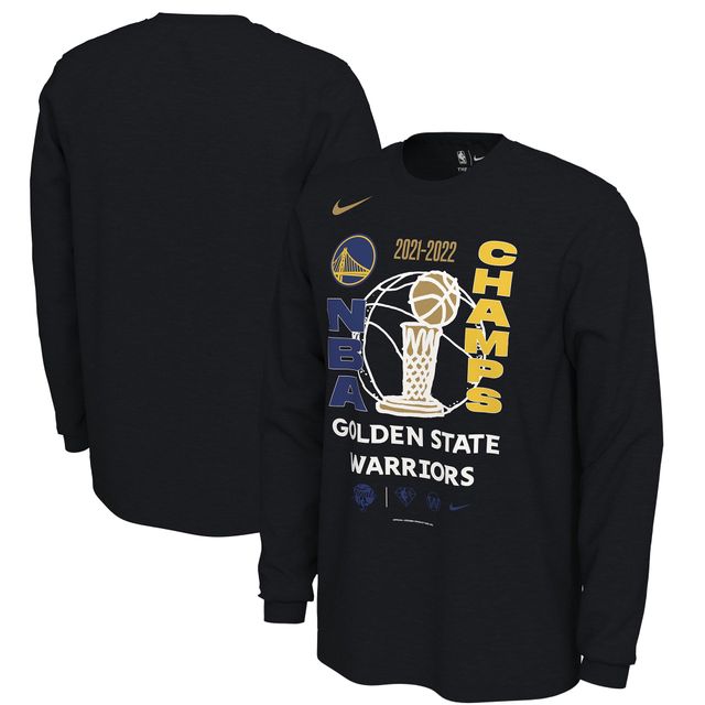 T-shirt à manches longues Nike Golden State Warriors pour homme, champion de la finale NBA 2022, vestiaire