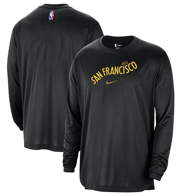 Men's Nike Black Golden State Warriors 2023/24 City Edition Authentic Pregame Performance Long Sleeve Shooting T-Shirt