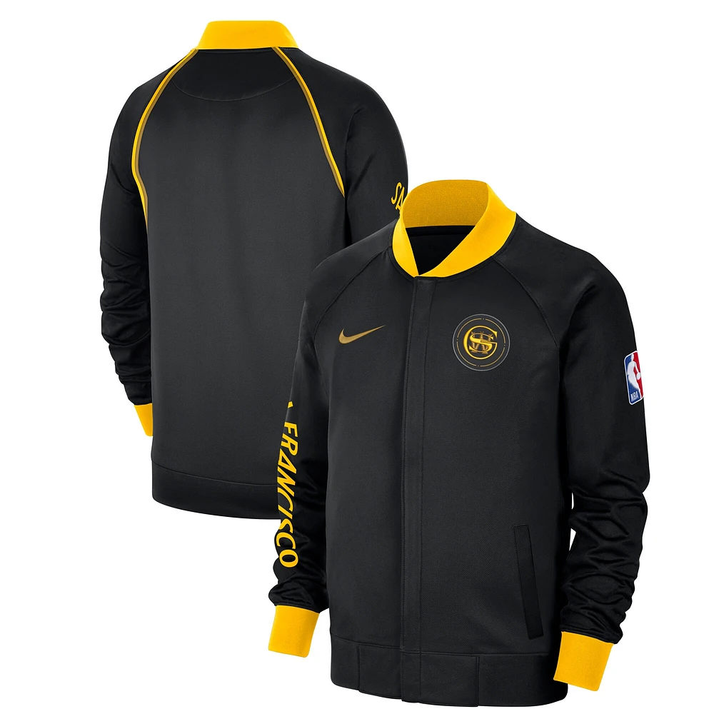 Veste à fermeture éclair intégrale Nike Golden State Warriors 2023/24 City Edition Authentic Showtime Performance Raglan pour homme