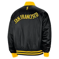 Blouson aviateur à bouton-pression Nike noir Golden State Warriors 2023/24 City Edition Courtside Premier pour homme