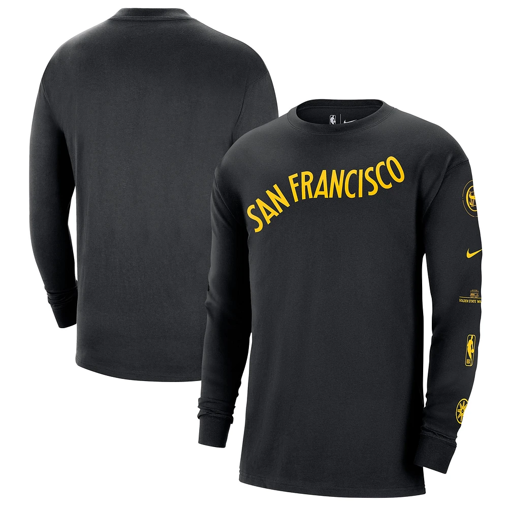 Men's Nike Black Golden State Warriors 2023/24 City Edition Max90 Expressive Long Sleeve T-Shirt