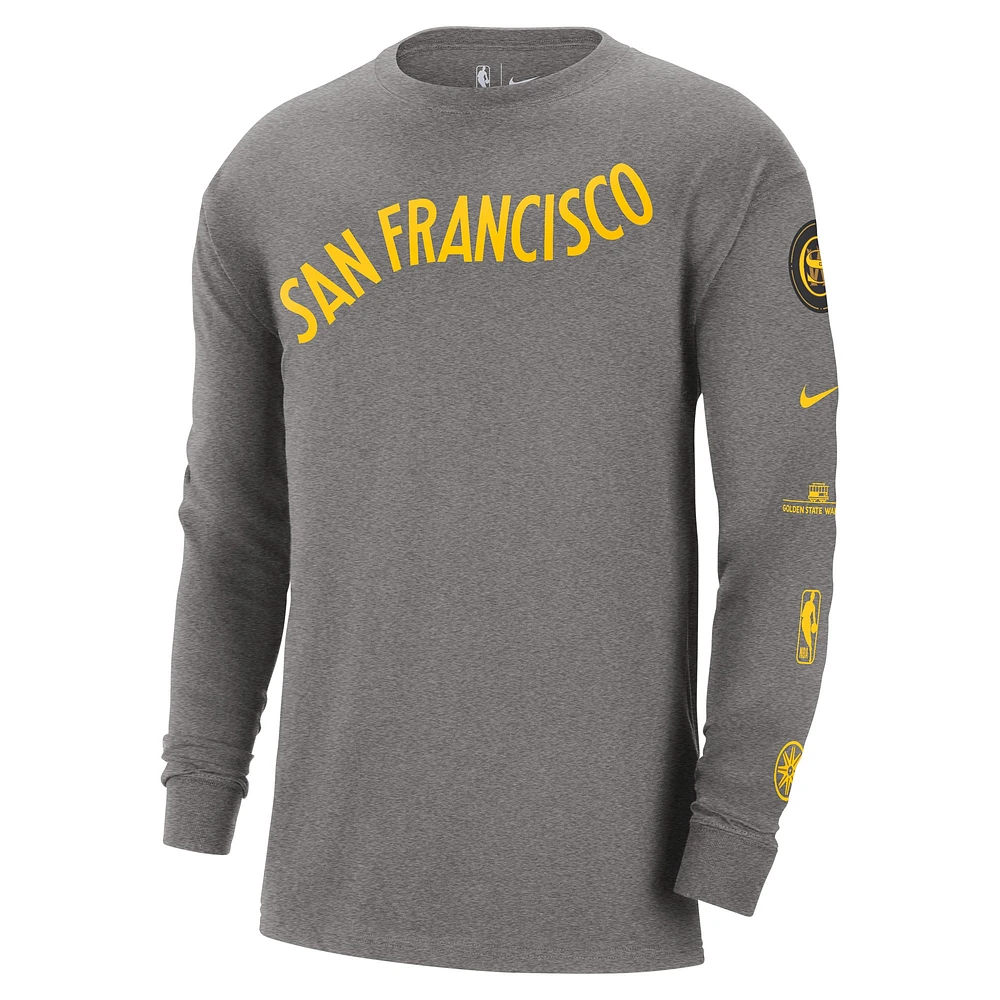 Men's Nike Charcoal Golden State Warriors 2023/24 City Edition Max90 Expressive Long Sleeve T-Shirt