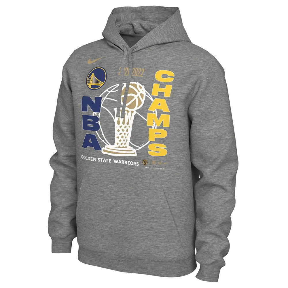 Men's Nike Heathered Gray Golden State Warriors 2022 NBA Finals Champions Locker Room Pullover Hoodie